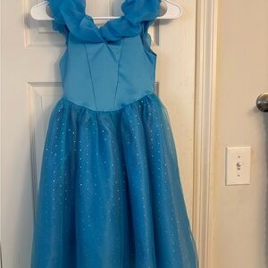 Charming Blue Kids Formal Dress with Ruffled Neckline